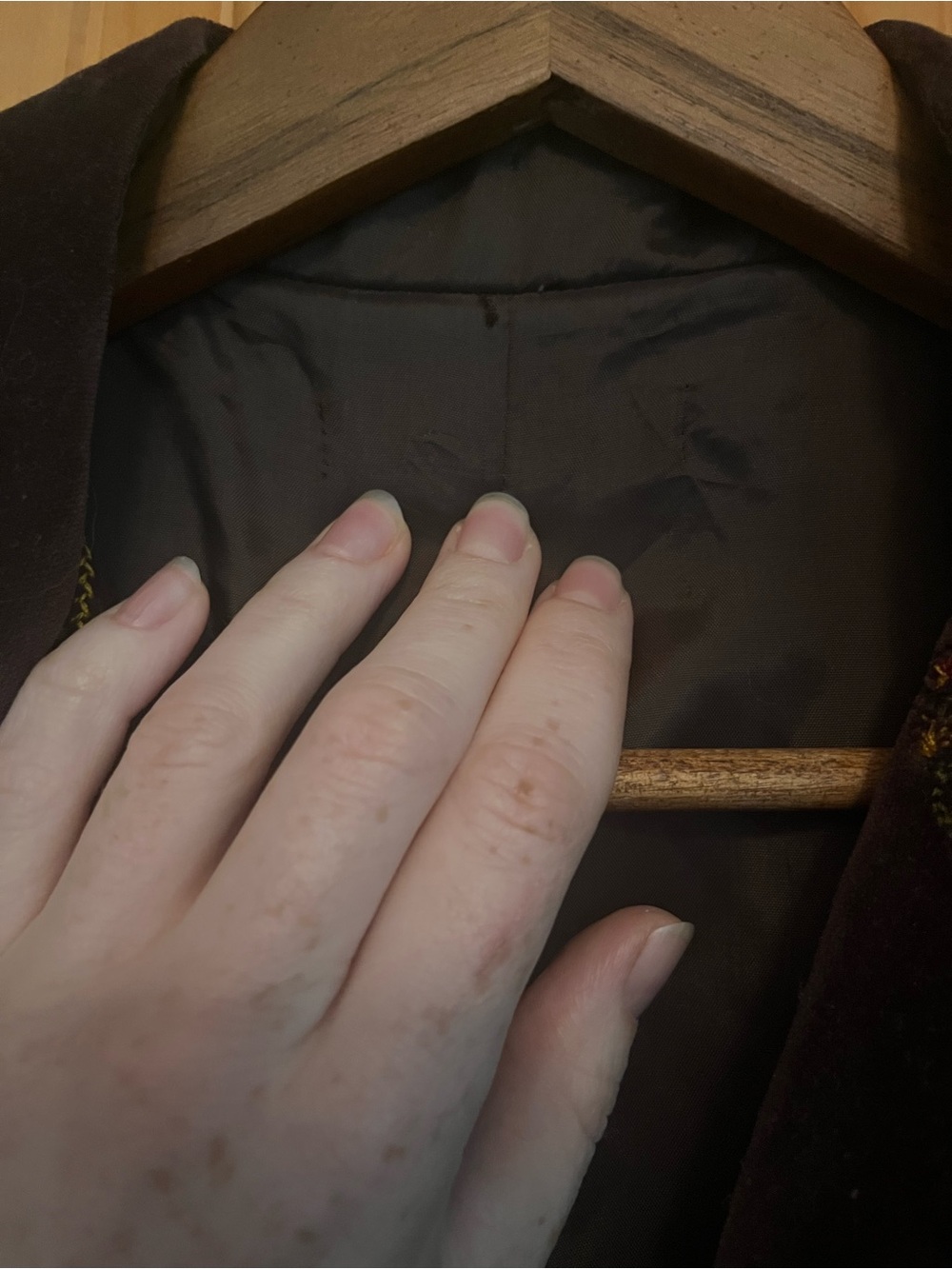 Retro Brown Velvet Coat with Paisley Embroidery - Picture 5 of 5